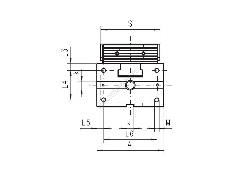 Rysunek techniczny: Imadło maszynowe precyzyjne NC ze wspomaganiem hydraulicznym 6821 150-425-205 KL.I - BISON-BIAL